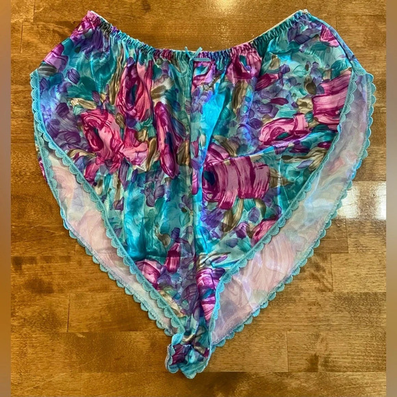MYONNE Vintage 80s 90s Lingerie Set Purple Floral Design NWT Size Medium US Made - Picture 7 of 15